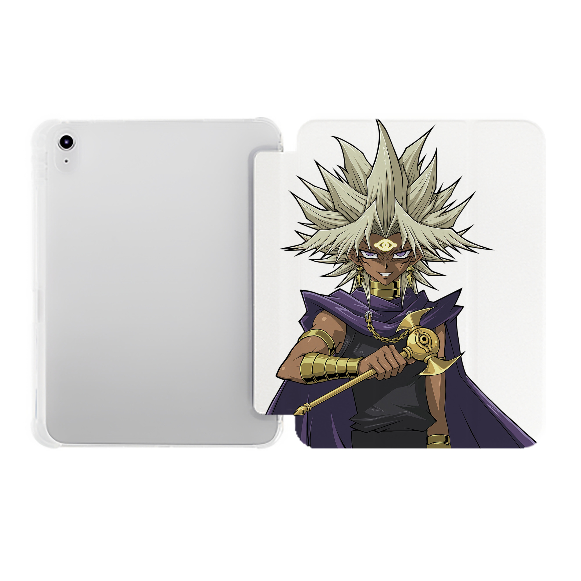 （画像用） 遊☆戯☆王 Yu-Gi-Oh! IPad ケース ペン収納付き 三つ折りスタンド PUレザー×シリコン 対応機種9.5/10.5/10.9インチ